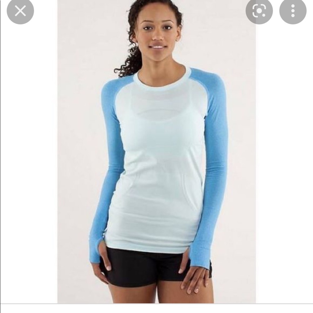 Lululemon swiftly long sleeve light and dark blue